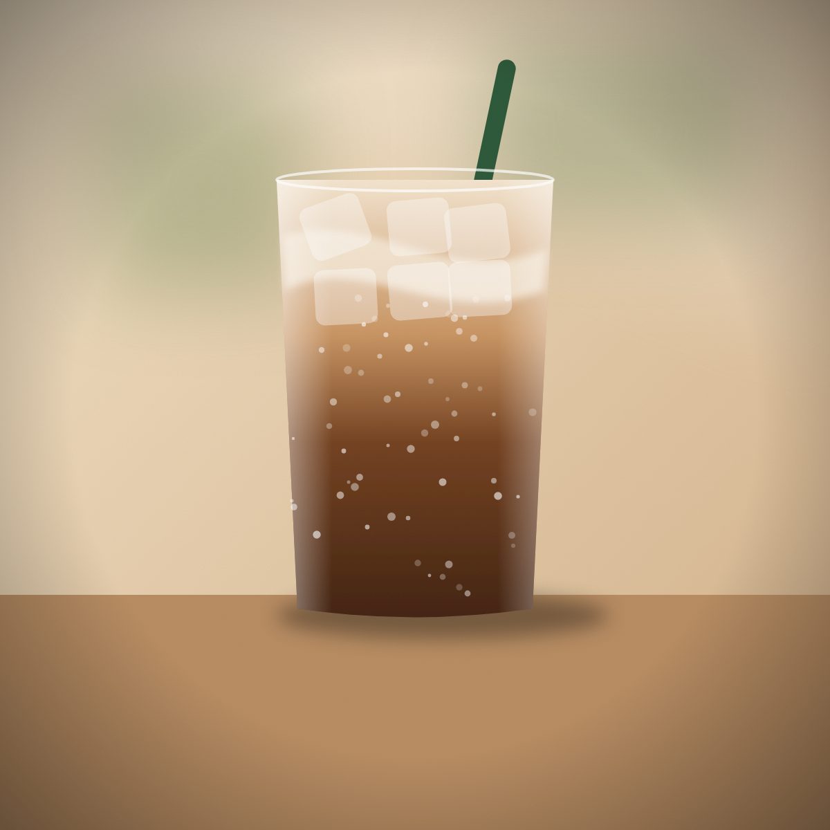 Iced coffee with cream swirl