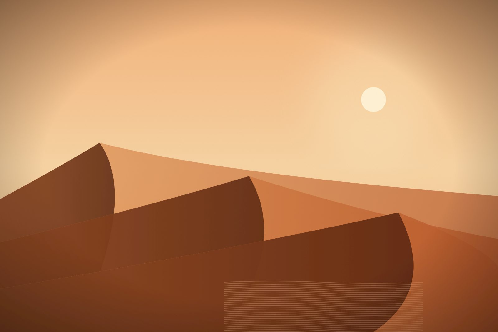 Orange sand dunes in late sun