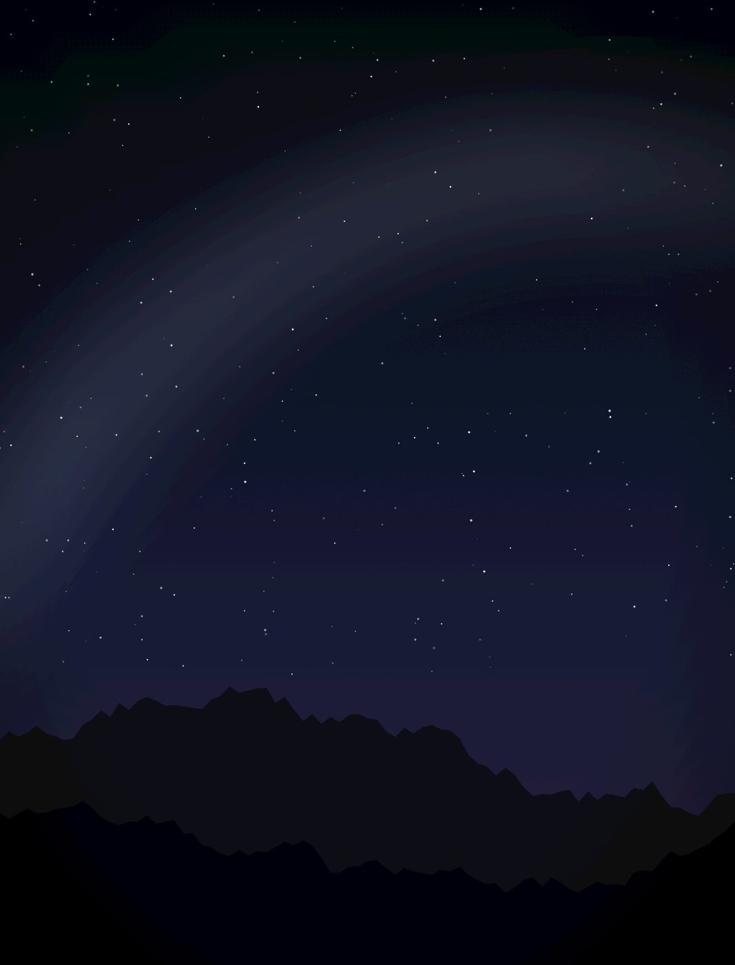 Night sky with the Milky Way over a dark ridge