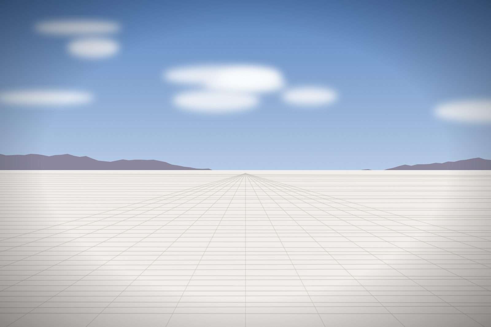 Salt flats stretching to distant hills