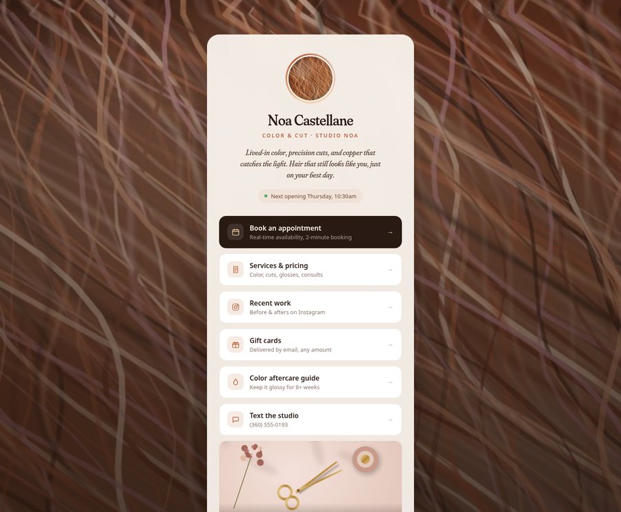 Screenshot of the Starter Link Page sample site